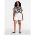 thumbnail image 2 of Time and Tru Women's High Rise Pleated Denim Shorts, 4.5" Inseam, Sizes 0-20, 2 of 6