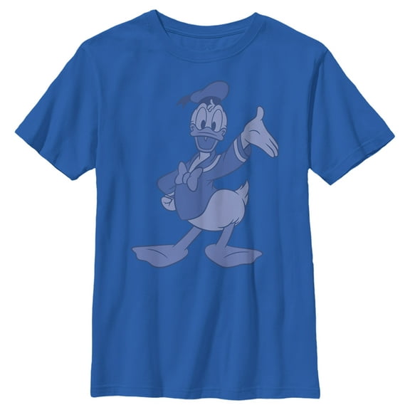 Boy's Mickey & Friends Donald Duck Grayscale Wave Graphic Tee Royal Blue X Large