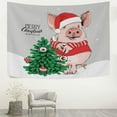 thumbnail image 3 of GZHJMY Tapestry Christmas Pig in Santa's Red Costume Tapestry Wall Hanging Decorative Wall&nbsp;Blanket&nbsp;Bedding Tapestry for Bedroom Living Room Dorm 60"x51" Gift Decor, 3 of 7