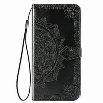 Allytech Samsung Galaxy S20 FE 5G Wallet Phone Case, Mandala Embossing PU Leather Flip Phone Case ID Card Slots and Stand Magnetic Closure Shockproof Cover for Samsung Galaxy S20 FE, Black