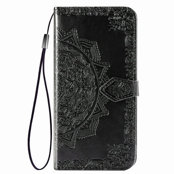 Allytech Samsung Galaxy S20 FE 5G Wallet Phone Case, Mandala Embossing PU Leather Flip Phone Case ID Card Slots and Stand Magnetic Closure Shockproof Cover for Samsung Galaxy S20 FE, Black