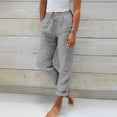 thumbnail image 2 of Linen Pants Women Summer Beach Vacation High Waist Wide Leg Comfy Flowy Trousers with Pockets, 2 of 6