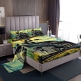thumbnail image 1 of Erosebridal Vintage Train Print Bed Sheets Set Full Size, Yellow Aurora Bedding Set, 4 Pieces,, 1 of 6