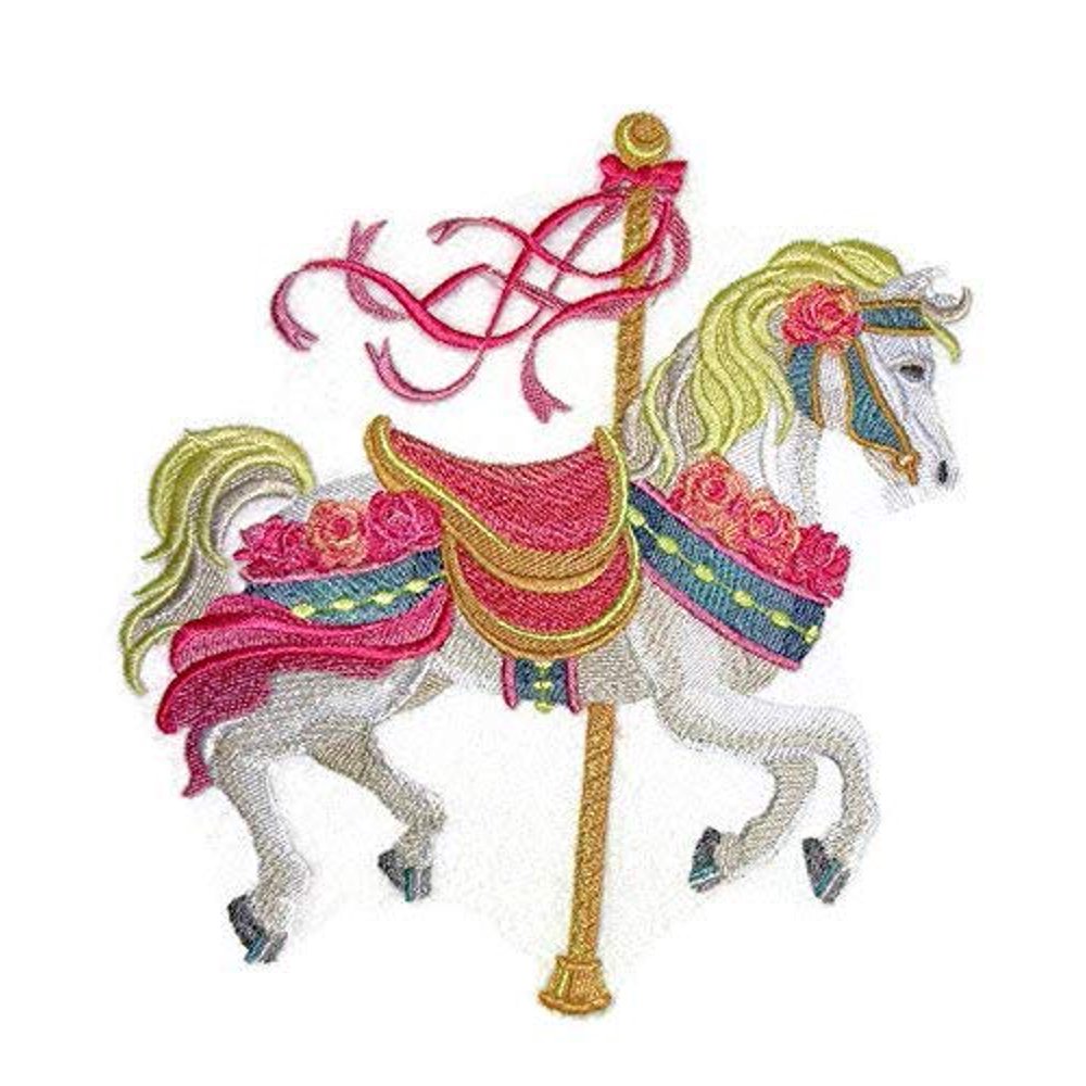 Custom Carousel Horse Embroidery Iron On/Sew Patch [8.82" x 6.86