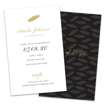 Personalized Gold Feather Graduation Invitations (Best Place To Order Graduation Invitations)