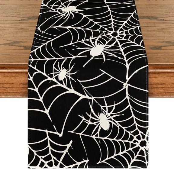 Smile Spider Web Halloween Table Runner 13 x 72 Inch