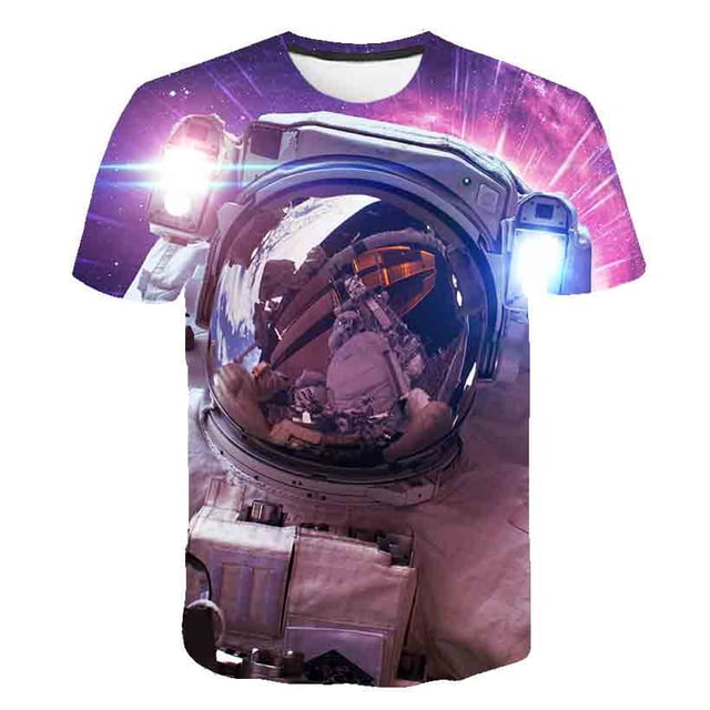 Camisetas de astronauta para niños, disfraces de verano para niños y niñas, camisetas de 1 a 14 años con estampado 3D de dibujos animados de astronauta, ropa informal 12M Gao Jinjia LED