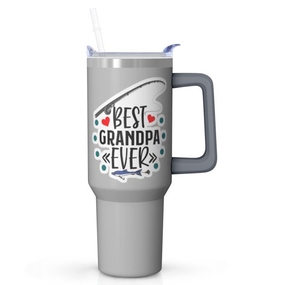 Personalized Grandpa Tumbler 40oz, Best Grandpa Ever Gift Idea from Grandkids, Insulated Stainless Steel Cup with Handle, Fathers Day Birthday Christmas Present for Grandpa