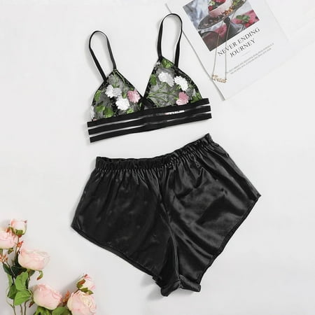 

Ykohkofe Satin Silk Pajamas Women Nightdress Lingerie Embroidery Underwear Sleepwear