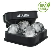 Flamen Silicone Ice Ball Trays, Sphere Round Ice Ball Maker Mold for Chilling Burbon Whiskey, Cocktail, Beverages and More - Molds 4 X 4.5cm