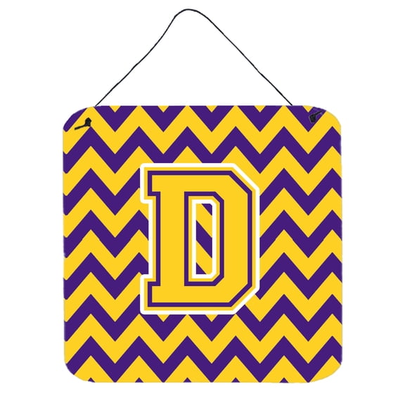 Carolines Treasures CJ1041-DDS66 Letter D Chevron Purple and Gold Wall or Door Hanging Prints 6HX6W multicolor