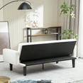 thumbnail image 3 of Futon Sofa Bed Convertible Couch Bed with Armrests Modern Living Room Linen Sofa Bed, Folding Recliner Futon Couch Sleeper Set with Solid Wood legs, 3 of 11
