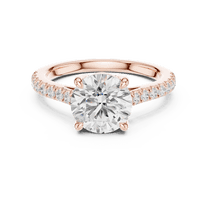Zuwelria Certified Moissanite Rings | 2.30 Ct Luxurious Round Shape Moissanite Engagement Ring for Her | Solitaire with Accents Rings | 18K Rose Gold Plated over Sterling Silver Size 5