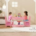 thumbnail image 2 of Kids Table and Chair Set - 4 in 1 Wooden Activity Table & 2 Chairs, Storage Drawer, Detachable Tabletop, for Drawing, Reading, Crafts, 2 of 7