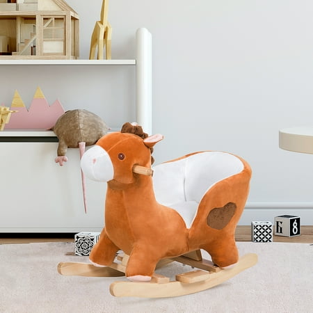 UPC 842525125413 product image for Qaba Baby Rocking Horse  Plush Animal Rocker w/ Realistic Sound  Pedals | upcitemdb.com