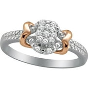 Diamond Accent 10kt Pink Gold over Sterling Silver Hearts Promise Ring