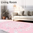 thumbnail image 2 of ODIKA 8'x10' Machine Washable Non-Slip Area Rug, Tranquil Radial Flourish Abstract Symmetrical Embellished High Traffic Rug, Pink, 548535, 2 of 7