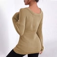 thumbnail image 4 of Long Sleeve Sweaters for Women Womens Tops Long Sleeve Womens Fashion Solid Color Long Sleeve V-Neck Off-The-Shoulder Fallow Sweater Womens Long Sleeve Tops Long Sleeve Womens Tops, 4 of 5