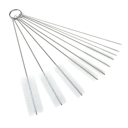 

10pcs Nylon Tube Brushes Pipe Cleaning Brush for Drinking Straws Glasses Keyboards Jewelry Cleaning (White)