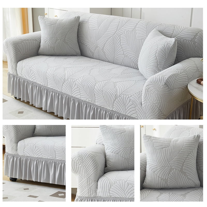suxuMhao Skirt Style Sofa Cover for Couch, Stretch Sofa Covers Washable, Non Slip Scratch Resistant 3 Seater Couch Cover, Sofa Size Slipcovers Fit 74.8-90.55 Inches, Orange,1 Piece, Style 1