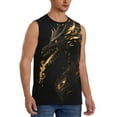 thumbnail image 2 of Pofeuu Black And Gold Fire Dragon Print Men's Muscle T-Shirt, Sleeveless, Muscle Tank, Classic Muscle Tee Top For Men Casual Sleeveless Muscle T-Shirt Trendy Clothes-Large, 2 of 7