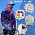 thumbnail image 4 of SEANATIVE Men's Fishing Hoodie UV Protection Hooded Top Long Sleeve Sun Block Top with Mesh Mask Fishing Clothes Sun Shirt Athletic Wear Outfit for Men, L, Butterfly Galaxy Violet, 4 of 7