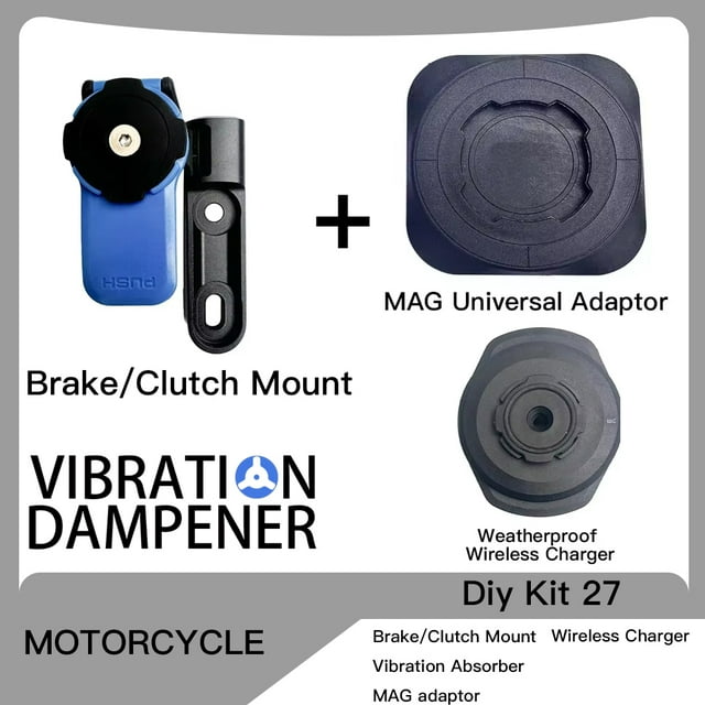 Motorcycle Handlebar Clamp Stem Fork Mount PRO Holder Phone Mount Vibration Dampener MAG Universal Adaptors Wireless Charger