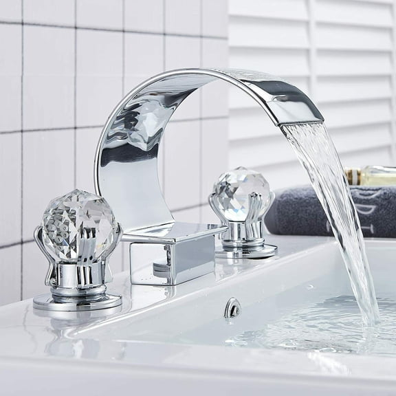 Chrome Bathroom Faucet Waterfall 8" Widespread Vanity Basin Sink 3Hole Mixer Tap For Daily Life