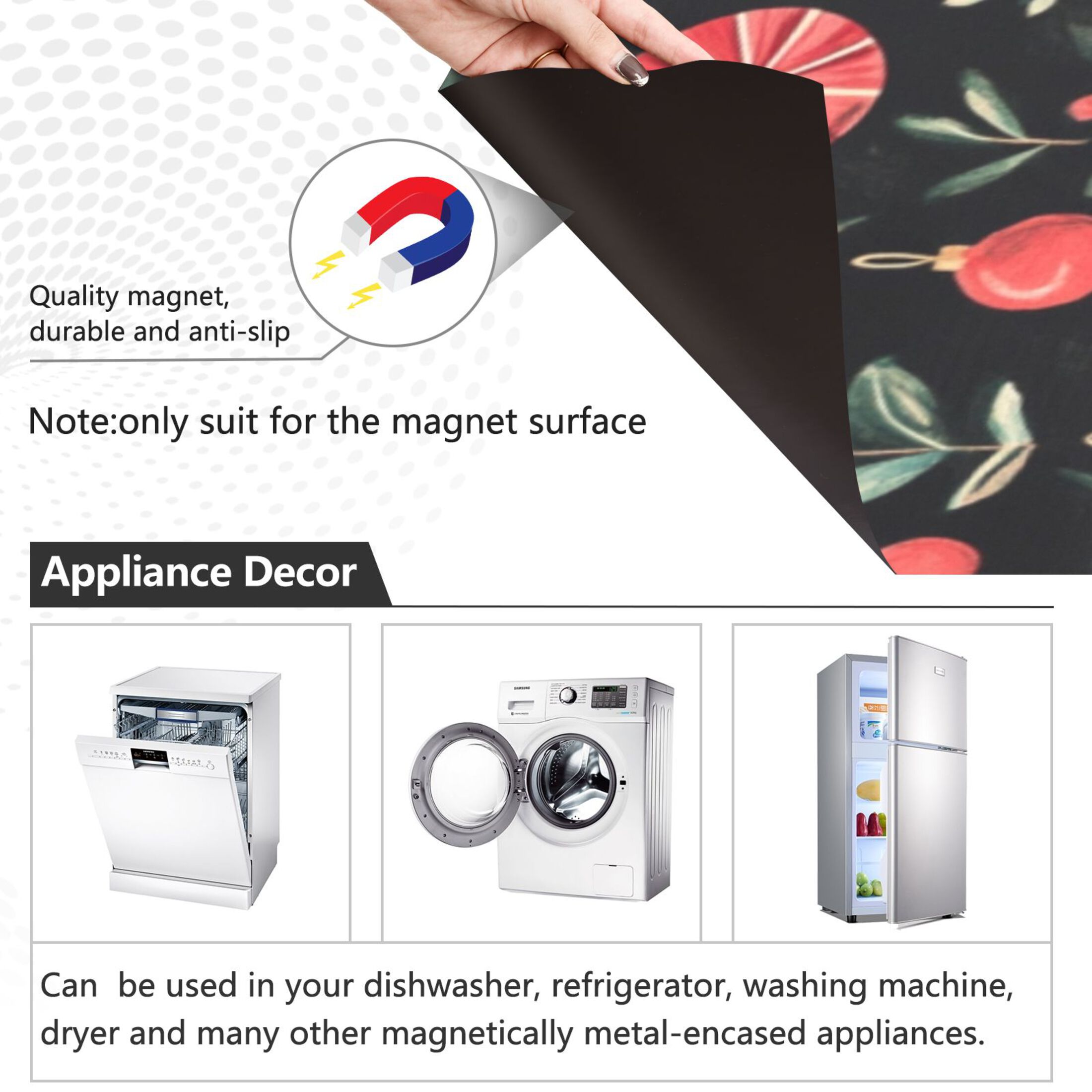 Dishwasher Magnetic Sticker 23x26 Inch Refrigerator Magnetic Sticker Washing Machine Magnetic Sticker Kitchen Panel Magnetic Sticker Home Decor Christmas Decorations