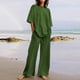 thumbnail image 1 of ICHUANYI ClearanceWomen's Summer Suit Fashion Short Sleeve Solid Color Trousers Casual Two-Piece Suit(Green, L) ICHUANYI WER20232080502339, 1 of 5