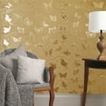 thumbnail image 2 of Dundee Deco Peel and Stick Self Adhesive Wallpaper - Animals Glitter Gold, Mustard Butterflies, Vines, 18 ft x 18 in, 2 of 3