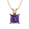 thumbnail image 4 of 2 ct Brilliant Princess Cut Solitaire Alexandrite 14k Yellow Solid Gold Everyday Affordable Designer Necklace Pendant with 16" Chain, 4 of 7