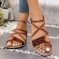 thumbnail image 5 of hoksml Women's Braided Flat Sandals Crisscross Straps Open Toe Bohemian Summer Beach Shoes for Ladies, 5 of 9