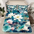 thumbnail image 2 of Manfei Rustic Lotus Full Size Sheets,Natural Scenery Bed Sheets,Wild Flowers Sheet Sets For Girls Kids,Ultra Soft Home Decor,4-Piece, 2 of 7