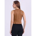 thumbnail image 3 of DARING DIVA Women's Vintage V Neck Faux Suede Button Down Sleeveless Jacket Vest M Deep Brown, 3 of 6