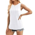 thumbnail image 7 of MESSUEN Sleeveless Tops Loose Fit Tank Tops for Women Crew Neck Raglan Women's Summer Tank Top Casual Pleated Crewneck Sleeveless Loose Shirts Summer Tops Women Basic Womens Tops White XL, 7 of 7