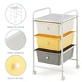 thumbnail image 4 of Giantex 3-Drawer Rolling Storage Cart, Metal Frame Scrapbook Paper Organizer Cart, Mobile File Utility Cart for School, Office, Home, Dorm,  Yellow, 4 of 8