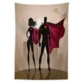 thumbnail image 3 of Ambesonne Superhero Tablecloth Rectangular Table Cover, City Hero Hot Couple, 60"x84", Beige Brown Magenta, 3 of 4