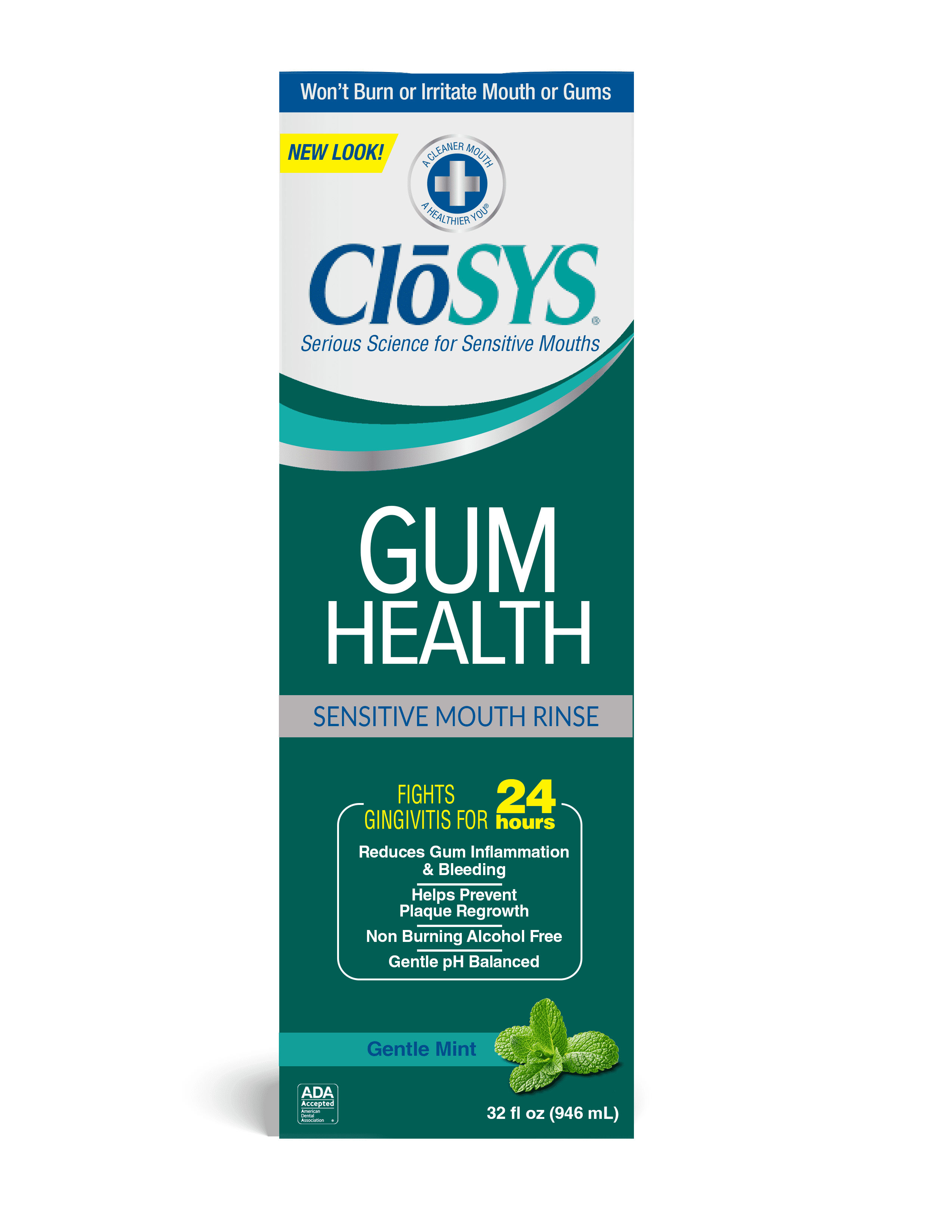 CloSYS Healthy Gums Sensitive Mouth Rinse, Gentle Mint, 32 oz