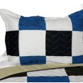 thumbnail image 2 of Elegante Azul Negro y Blanco a cuadros Adolescente Niño Ropa de Cama Full/Queen Quilt Set, 2 of 4