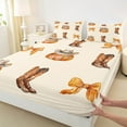 thumbnail image 3 of jejeloiu Western Cowgirl Boots Queen Sheet Sets,Hello Fall Pumpkin Flat Sheet,Orange Bow Knot Queen Fitted Sheet For Teens,Luxury Bedroom Decor,4-Piece, 3 of 7