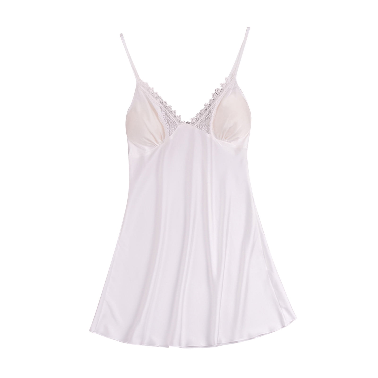Satin Nightgown Lingerie for Women Sexy Elegant Full Slip Sleepwear ...