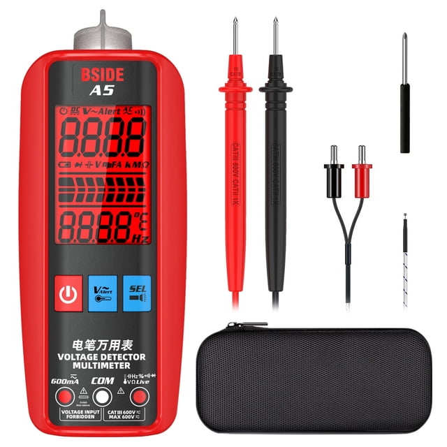 Digital Multimeter Professional Voltage Current Resistance Frequency Capacitance Diode Temperature Capacitance Measurement Test Meter Temp Detector Multitester Digital Backlight Display Test
