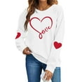 thumbnail image 3 of Itsame Valentine's Heart Sweatshirt Womens Long Sleeve T-Shirts Loose Crew Neck Tops White Size XL, 3 of 10