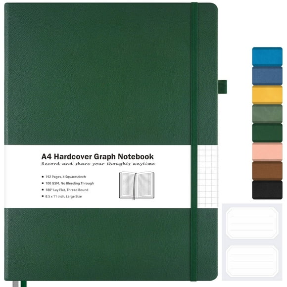 Cuaderno MALEDEN, papel cuadriculado A4, 21 x 29,7 cm, tapa dura, 192 págs.