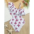 thumbnail image 5 of Sweet Girls Butterfly Graphic Ruffle Trim 1-piece Swimwear Bathing Suit Summer Beach Gift, 5 of 5