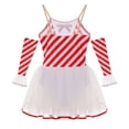 thumbnail image 4 of YONGHS Womens Candy Cane Leotard Tutu Dress with Gloves Christmas Holiday Party Elf Outfits Red 3XL, 4 of 7
