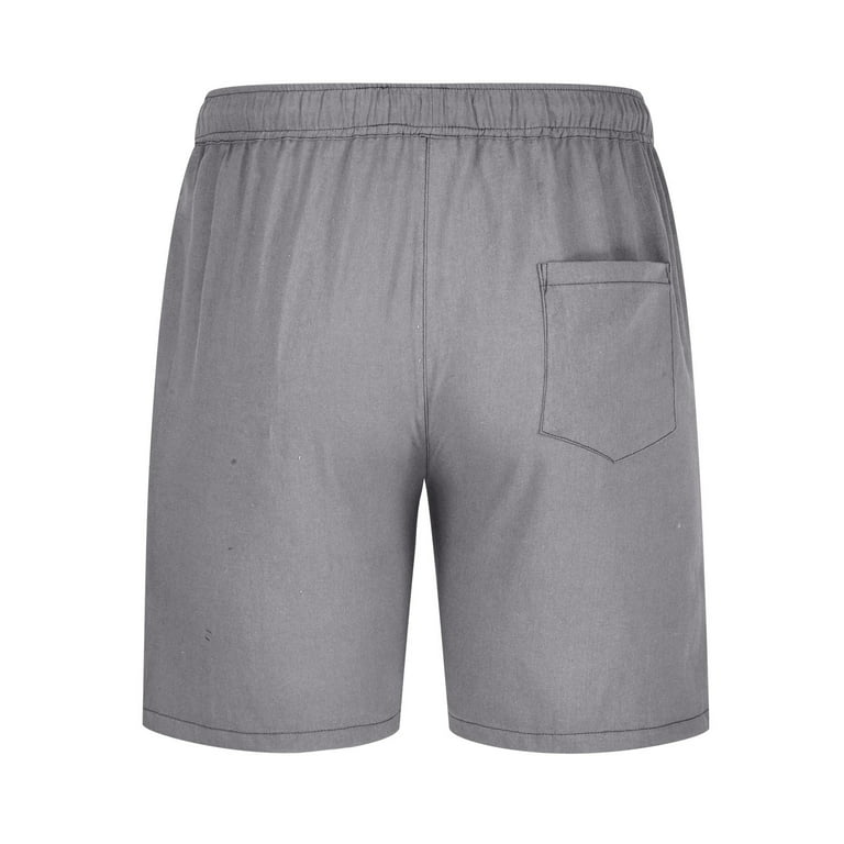 Mens Summer Linen Beach Shorts Elastic Mid Waist Vacation Shorts  Lightweight Breathable Soft Comfort Shorts Daily Home Pajama Shorts