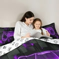 thumbnail image 4 of jejeloiu Purple Game Console 7-Piece Bedding Comforter Set,Kids Gamepad Controller King Bedding Sets,3D Video Games Bed Sheets For Teens,Luxury Bedroom Decor Reversible, 4 of 8