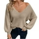 thumbnail image 3 of Jeans de tiro bajo,Blusa de manga larga con cuello en V y lazo para mujer, estilo casual, holgada, estampada, 95 % poliéster, 5 % elastano, para usar en casa, sopatenor, 3 of 9
